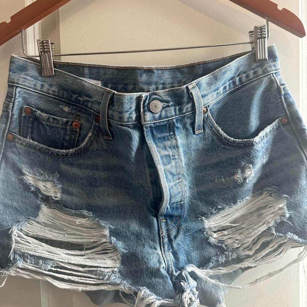 LEVI’S 501 Distressed Blue Denim Shorts- worn twice
